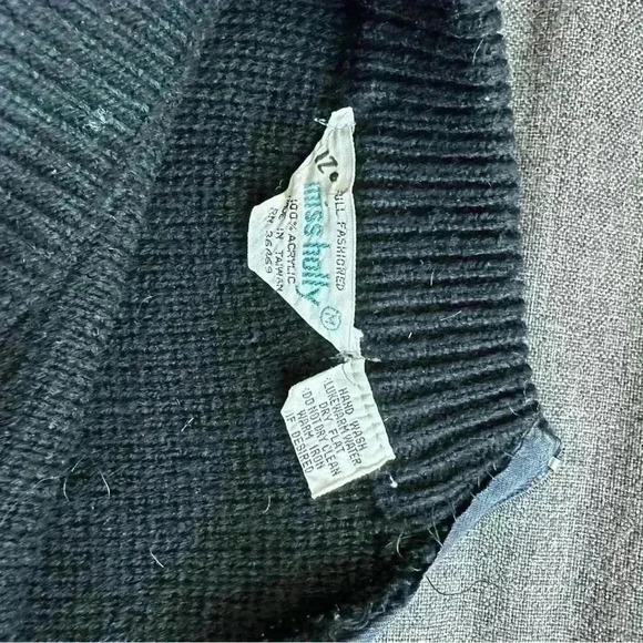 🎆 Vintage Miss Holly ski sweater size medium black teal pink winter mock neck - Picture 5 of 6